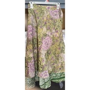 Double Layer 32.5 Wrap Skirt Fairycore Goddess Floral Pink Green